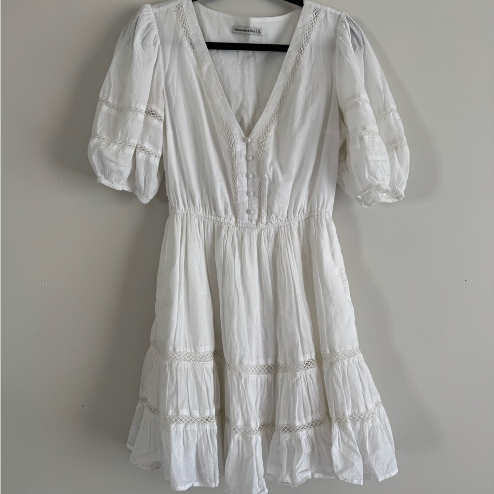Abercrombie White Puff Sleeve Dress